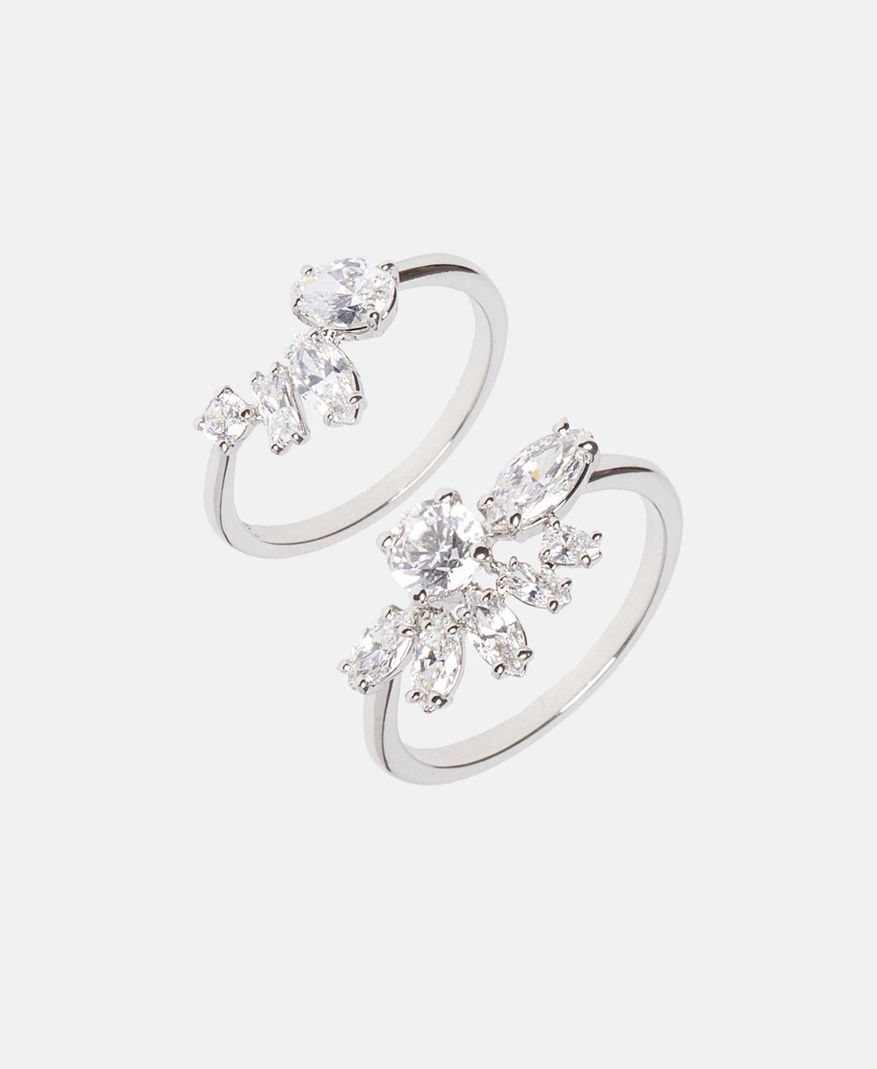 Swarovski prsteny, sada 2 kusů Stříbrná 2