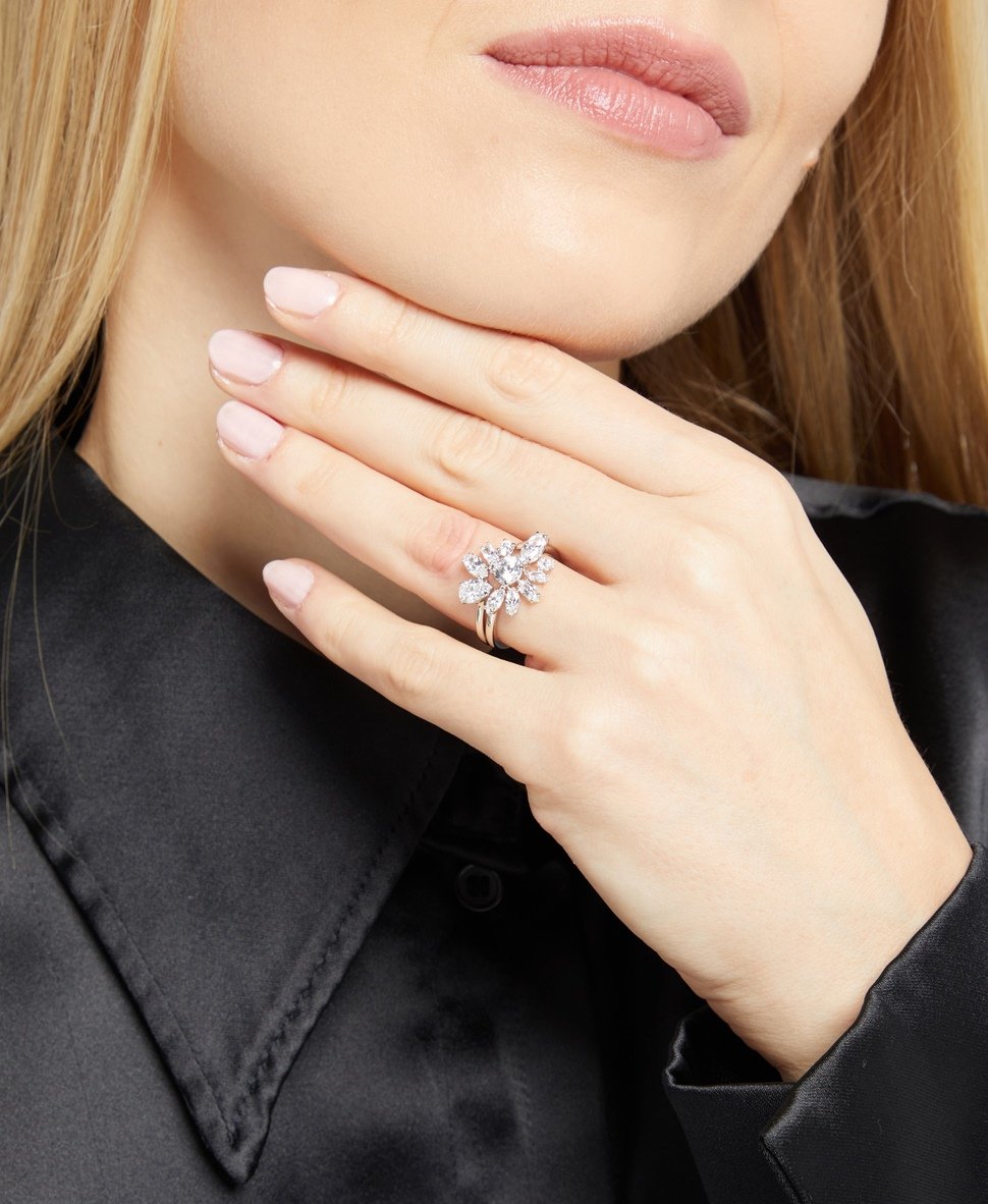 Swarovski prsteny, sada 2 kusů Stříbrná 4