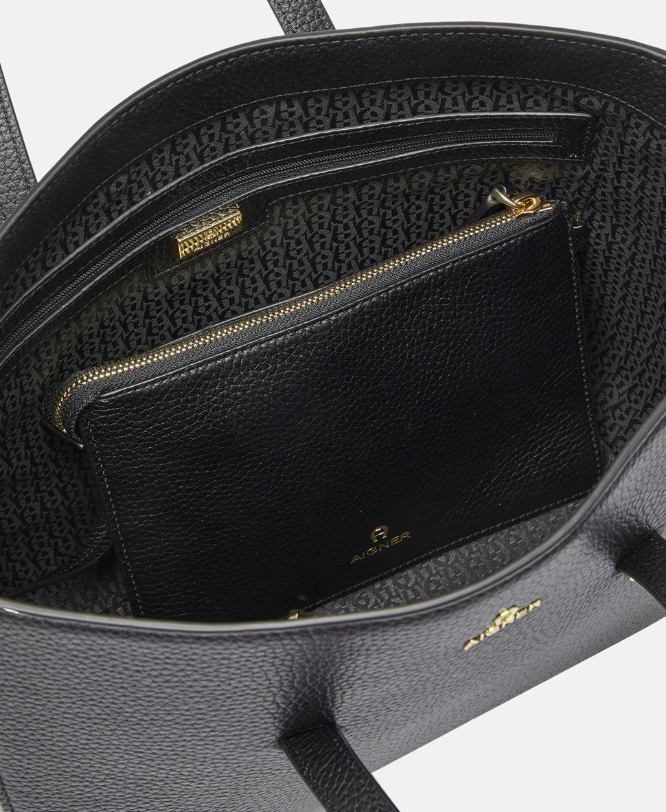 Aigner kožená kabelka tote Černá 3