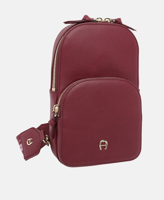 Aigner Kožená messenger taška Bordó 1
