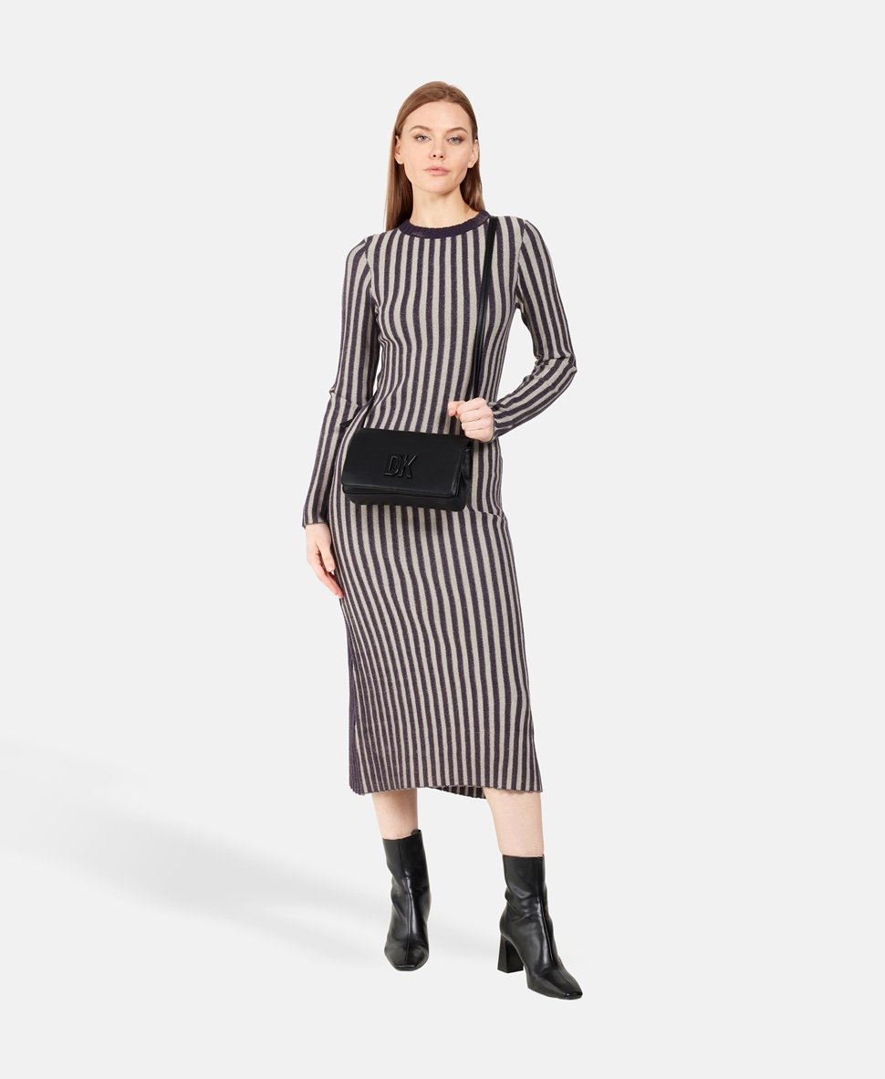DKNY Kožená kabelka přes rameno Černá 5