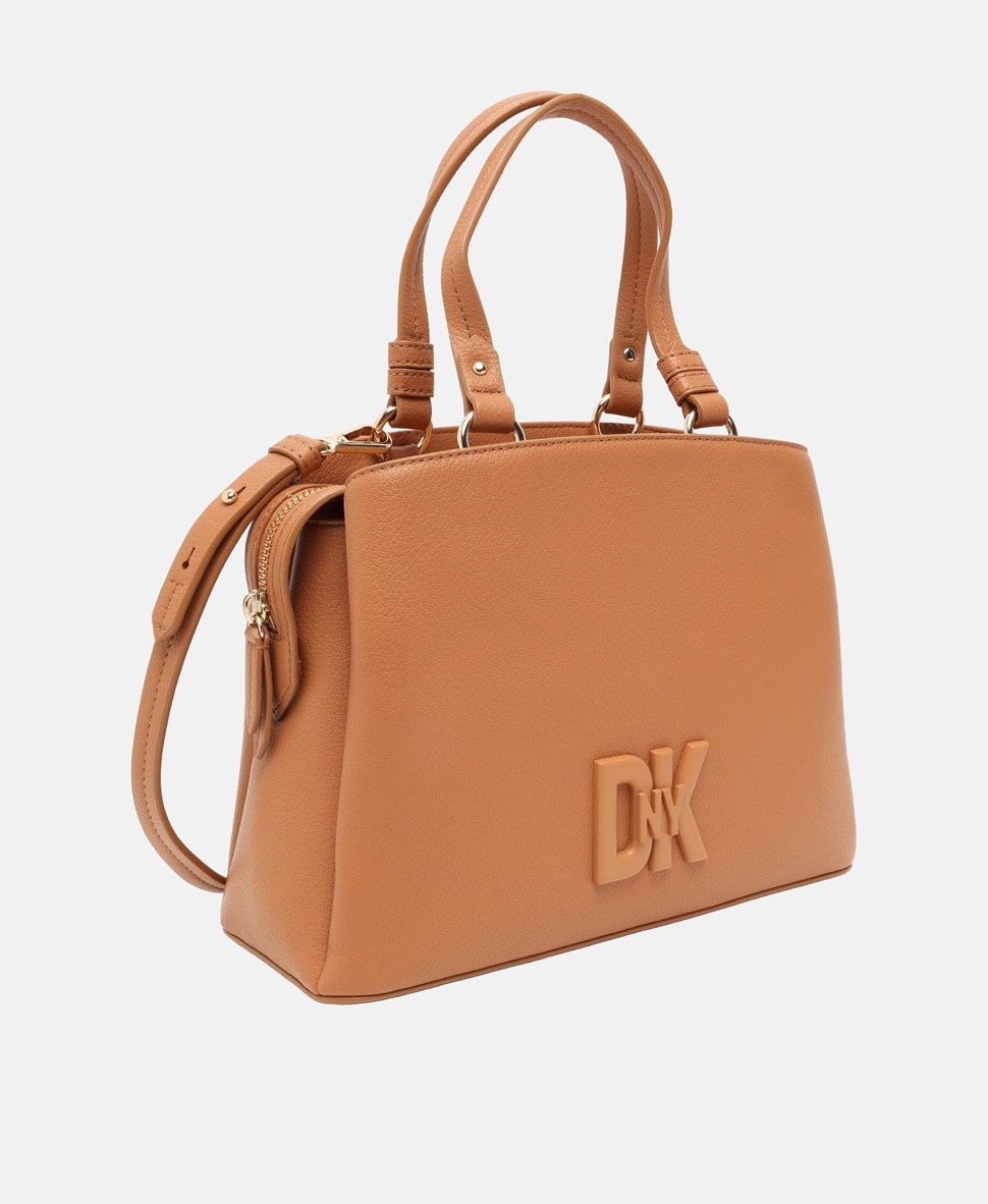 DKNY Kožená messenger taška Karamelová 1