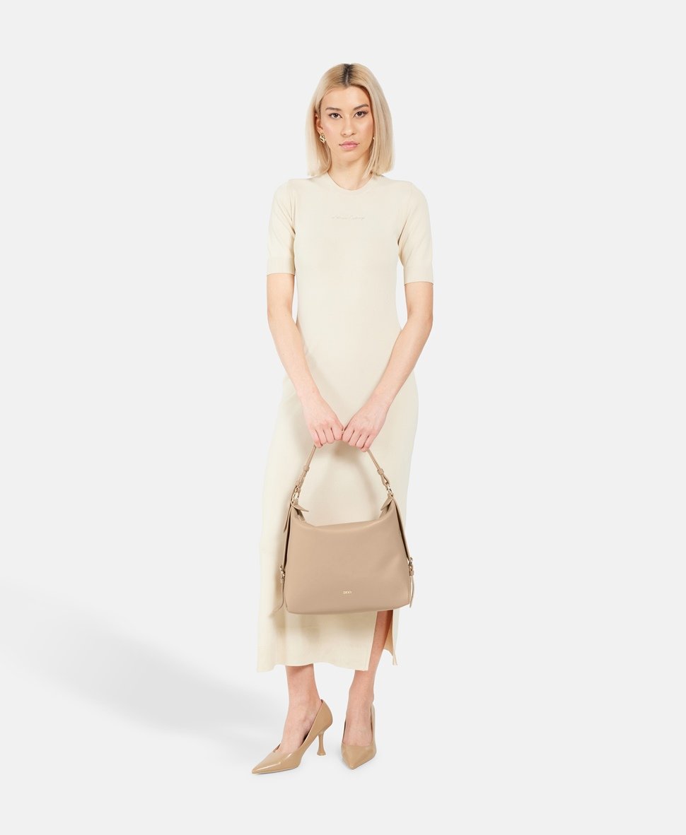 DKNY kožená hobo kabelka Jěmně béžová 5
