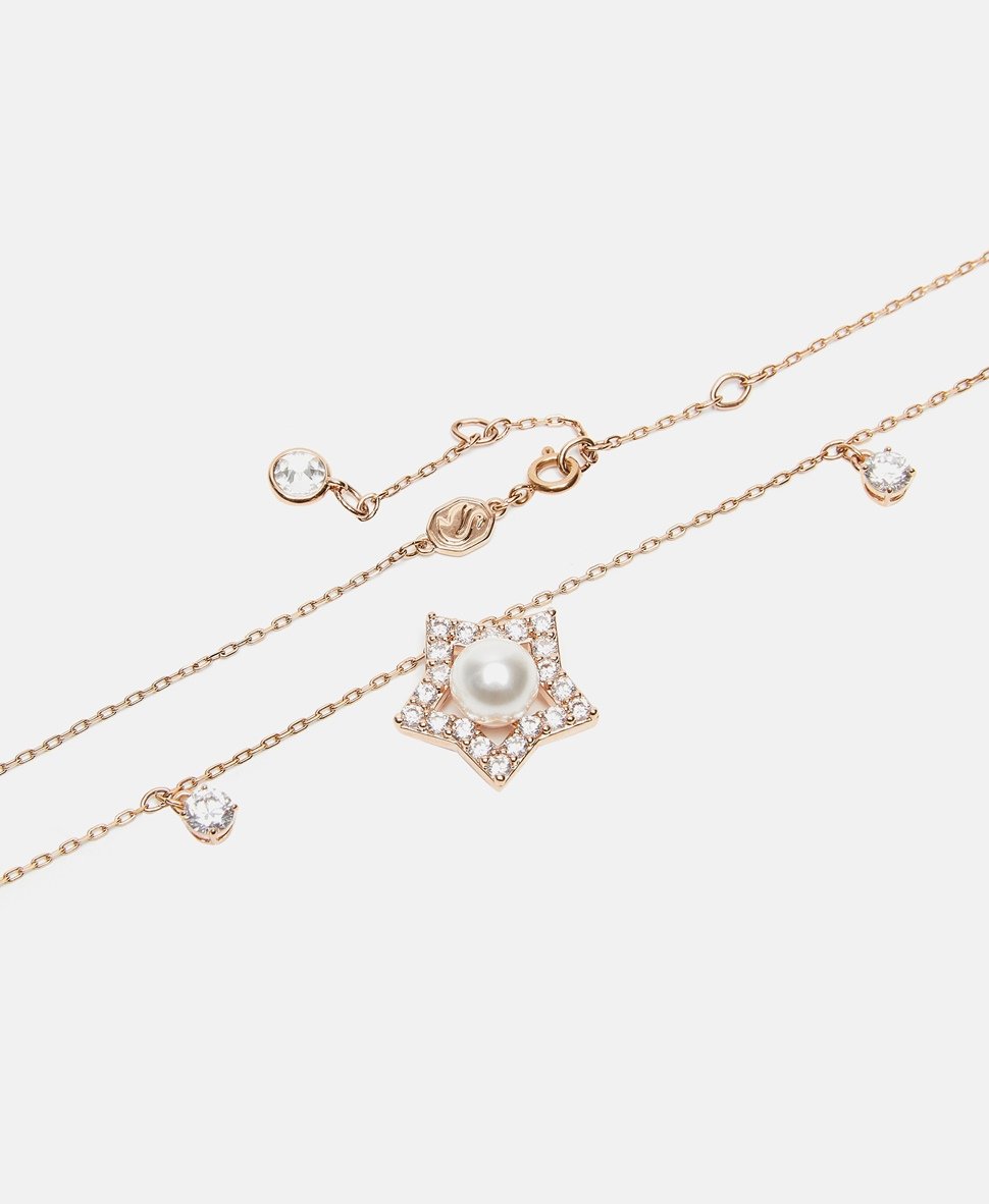 Swarovski náhrdelník s perlovým přívěskem Růžově zlatá 2