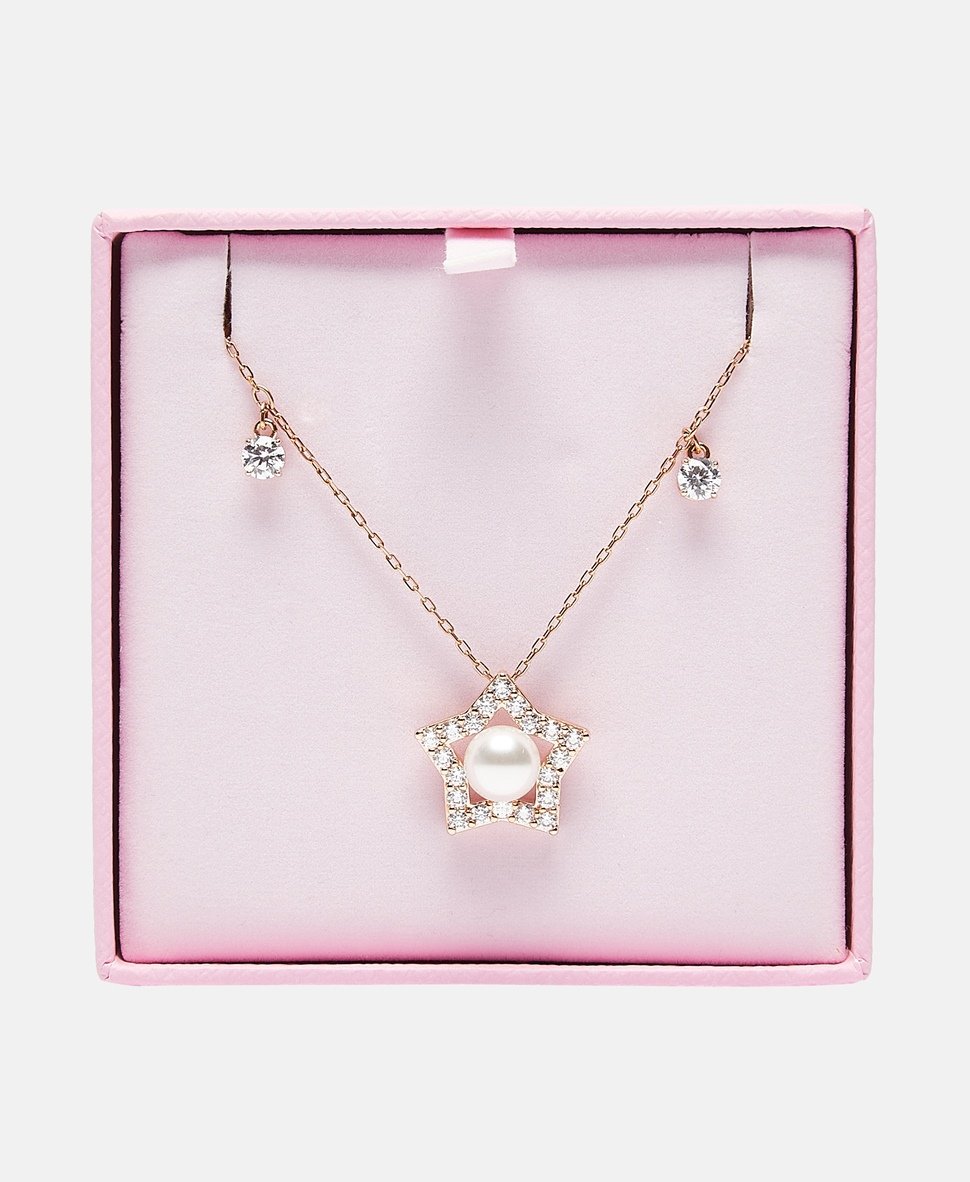 Swarovski náhrdelník s perlovým přívěskem Růžově zlatá 3