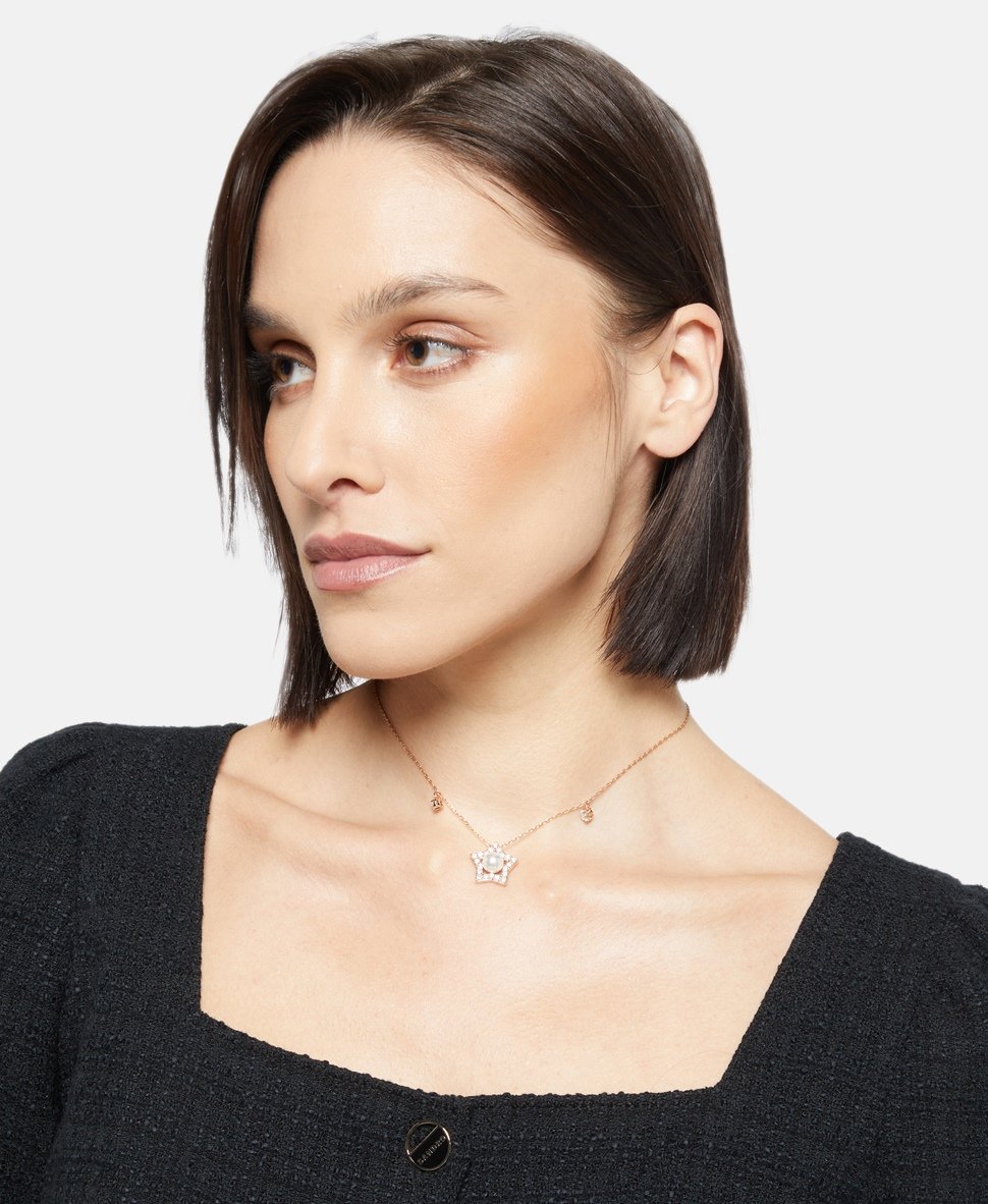 Swarovski náhrdelník s perlovým přívěskem Růžově zlatá 4