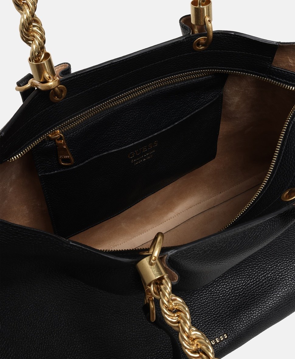 Guess kožená kabelka shopper Černá 3