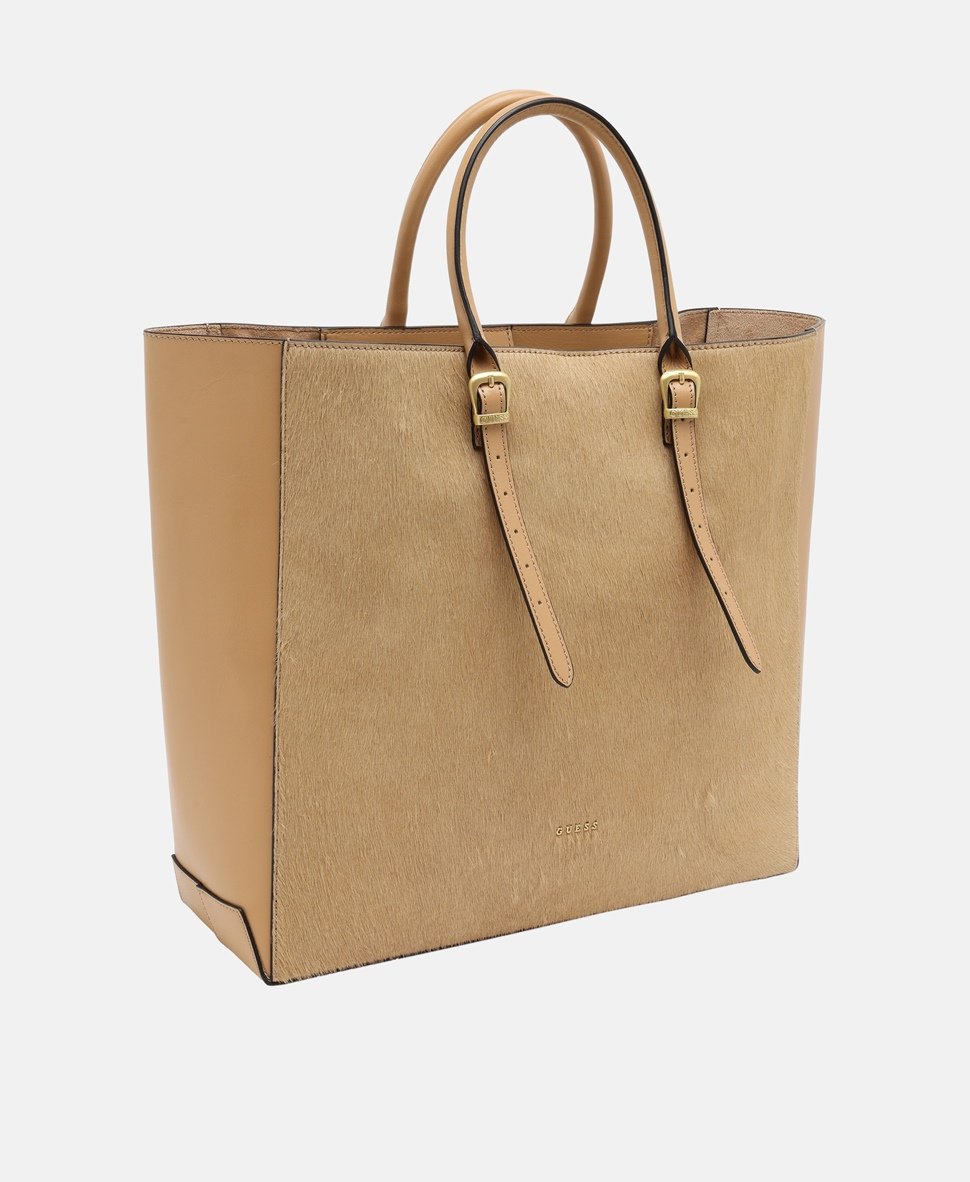 Guess kožená kabelka tote Béžová 1