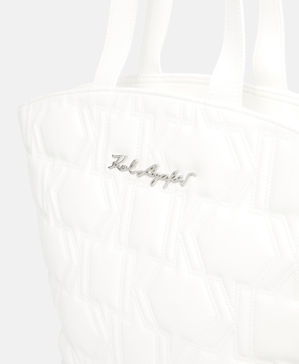 Karl Lagerfeld kožená kabelka shopper Bílá 2