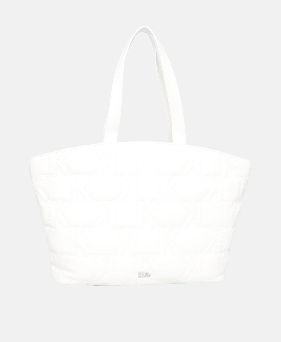 Karl Lagerfeld kožená kabelka shopper Bílá 4
