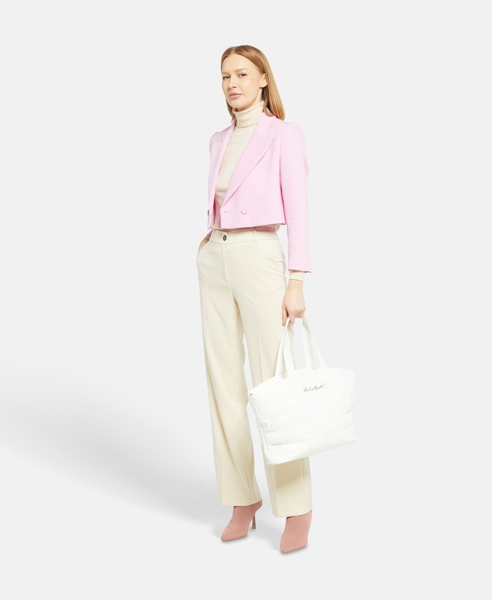 Karl Lagerfeld kožená kabelka shopper Bílá 5