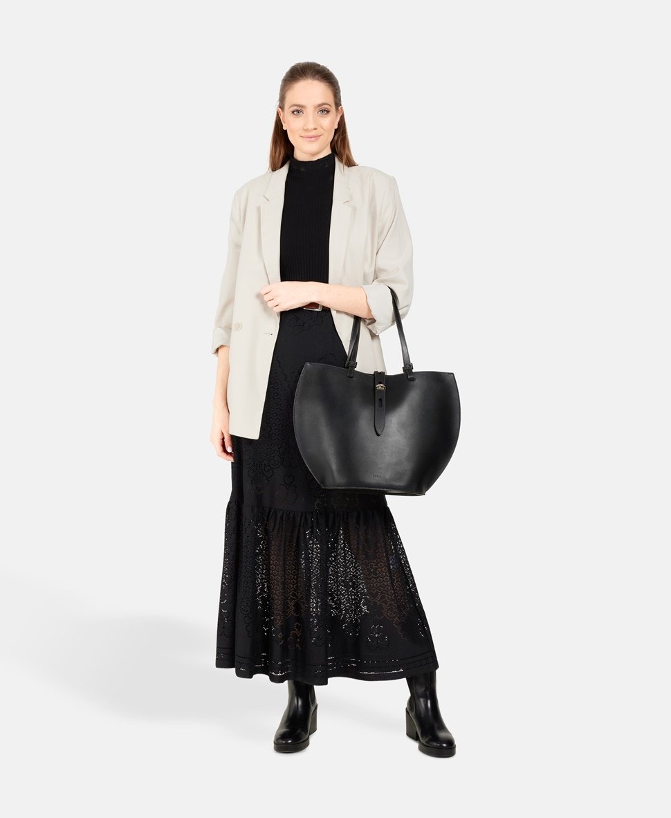 Furla kožená kabelka tote Černá 5