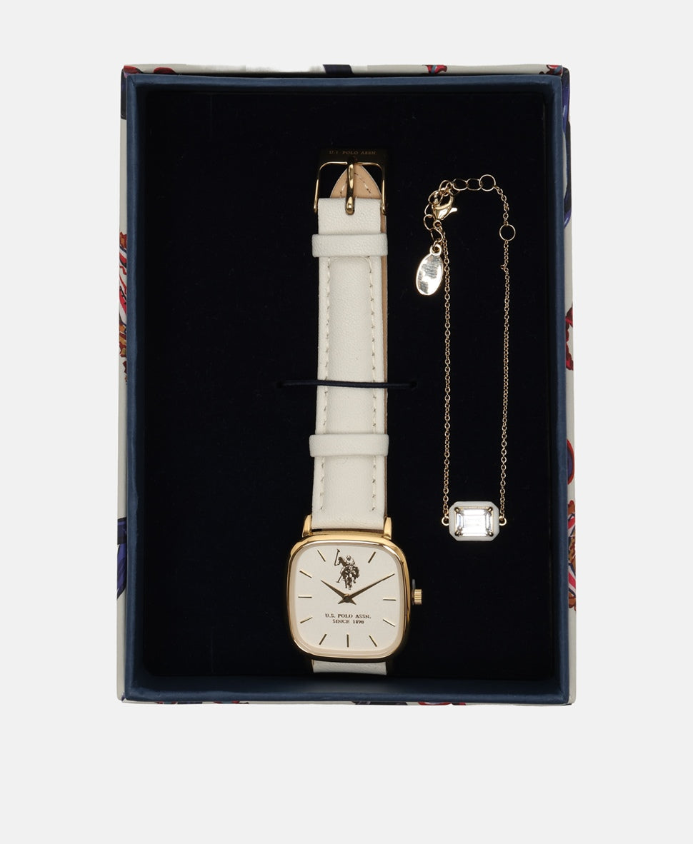 U.S. Polo Assn. sada hodinek a řetízkového náramku Zlatá 4