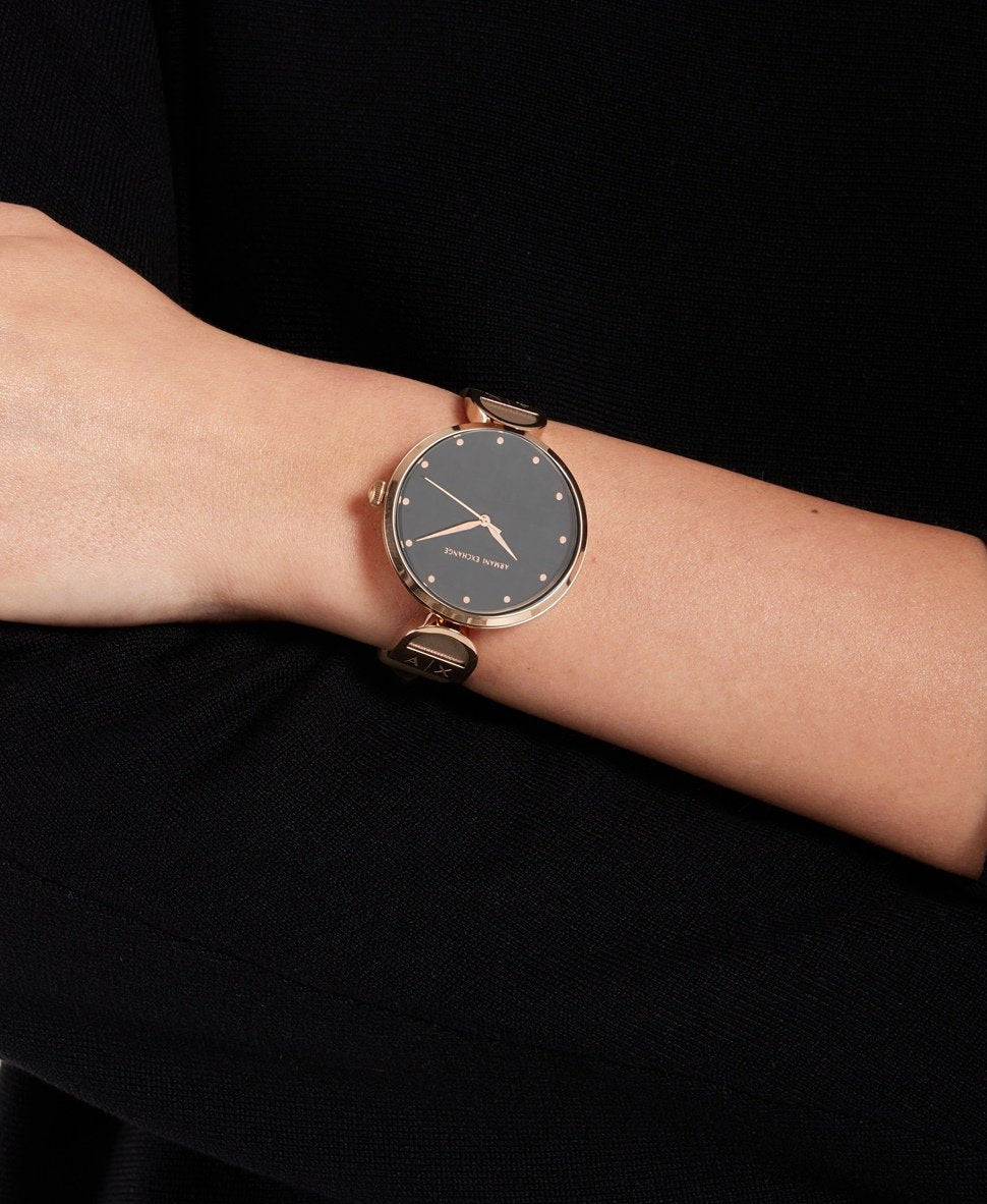 Armani Exchange hodinky Růžově zlatá 5