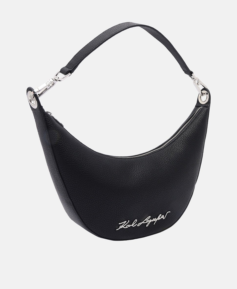 Karl Lagerfeld kožená hobo kabelka Černá 1