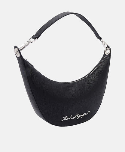 Karl Lagerfeld kožená hobo kabelka Černá 1