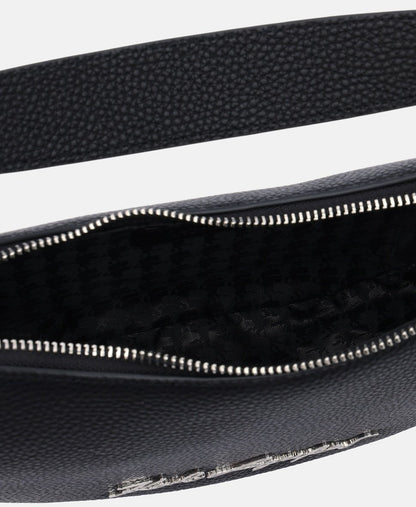 Karl Lagerfeld kožená hobo kabelka Černá 3