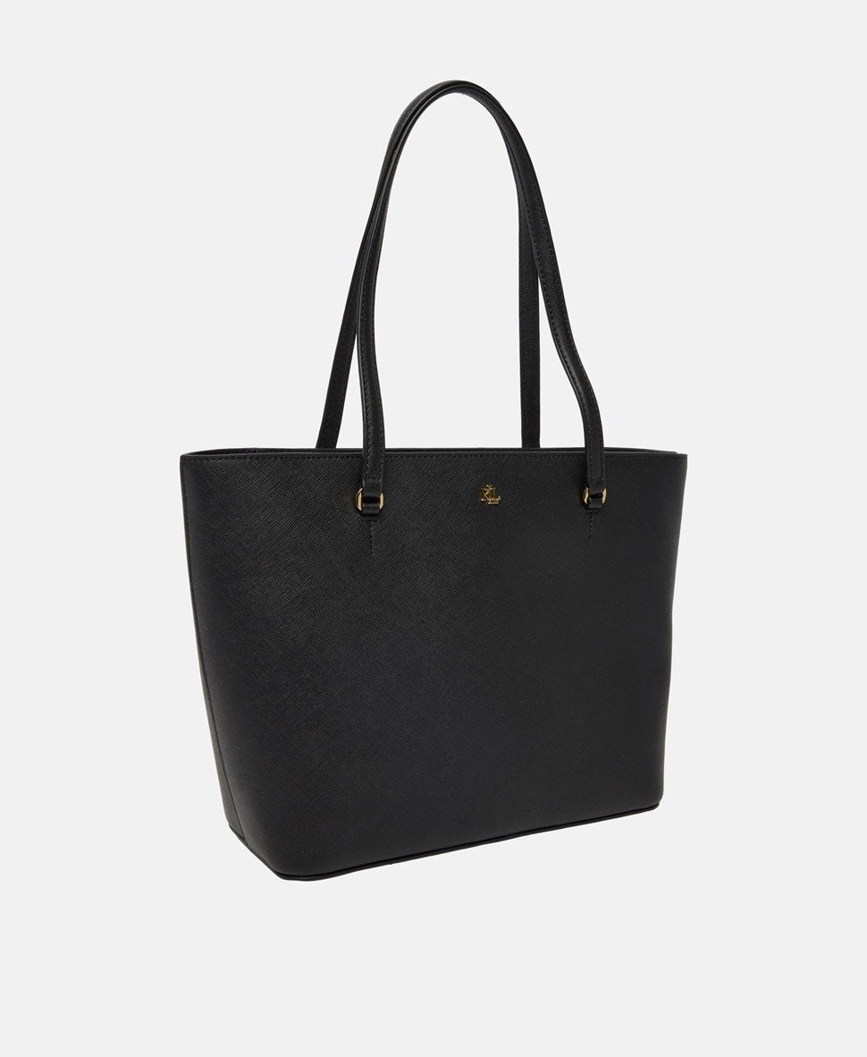 Lauren Ralph Lauren kožená kabelka tote Černá 1