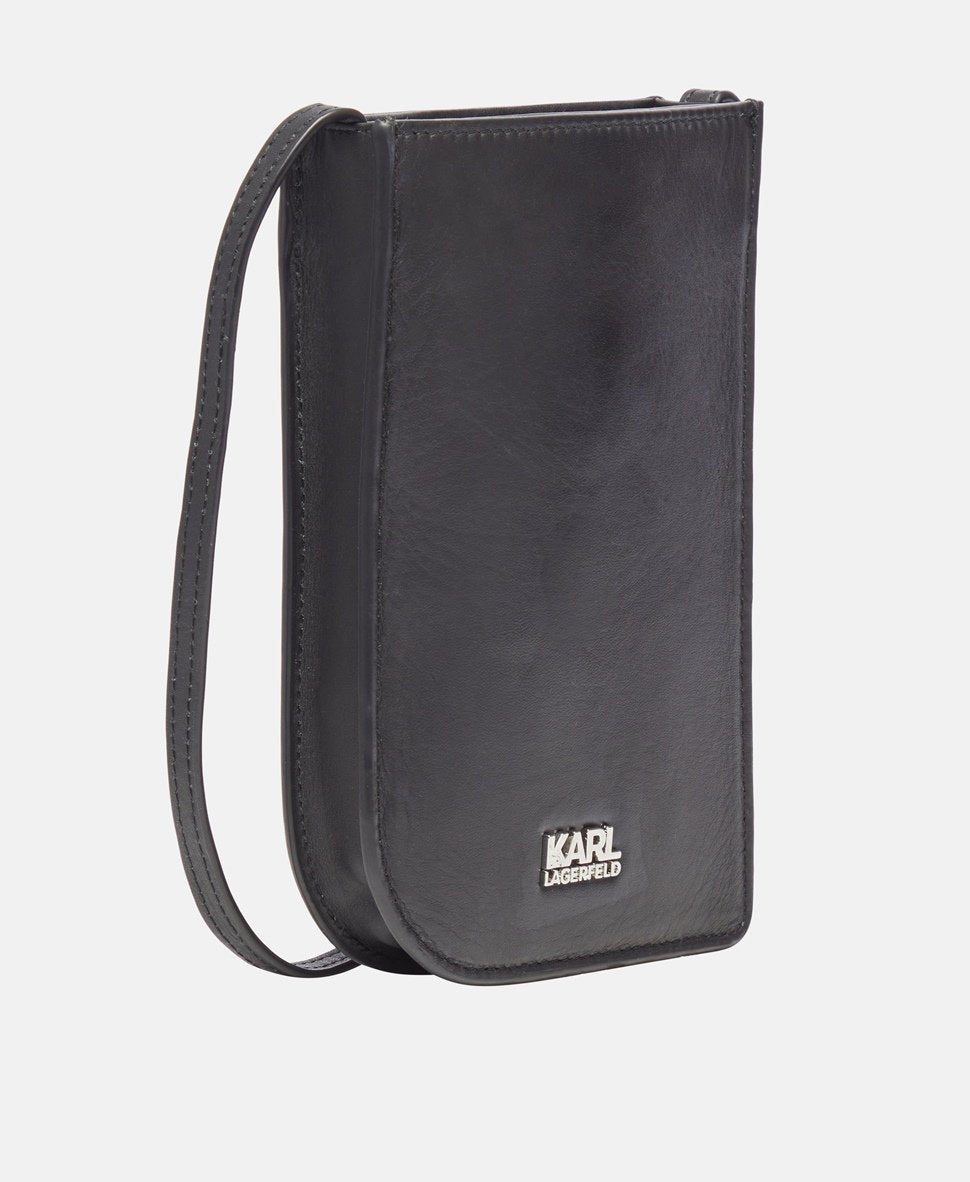 Karl Lagerfeld Kožená messenger taška Černá 1