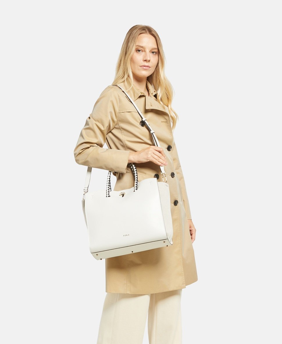 Furla kožená kabelka tote Bílá vlna 5