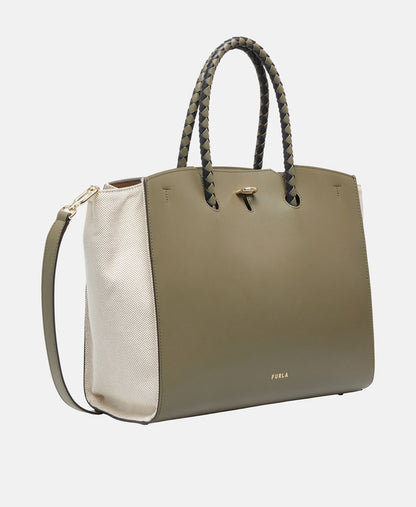 Furla kožená kabelka tote Tmavě šedá 1