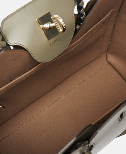 Furla kožená kabelka tote Tmavě šedá 3