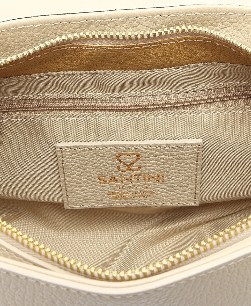 Santini Firenze Kožená kabelka přes rameno Bílá vlna 3