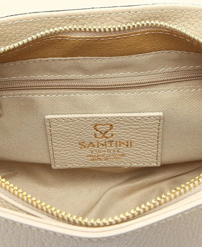 Santini Firenze Kožená kabelka přes rameno Bílá vlna 3