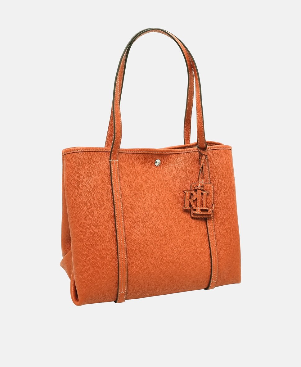 Lauren Ralph Lauren kožená kabelka shopper Oranžová 1