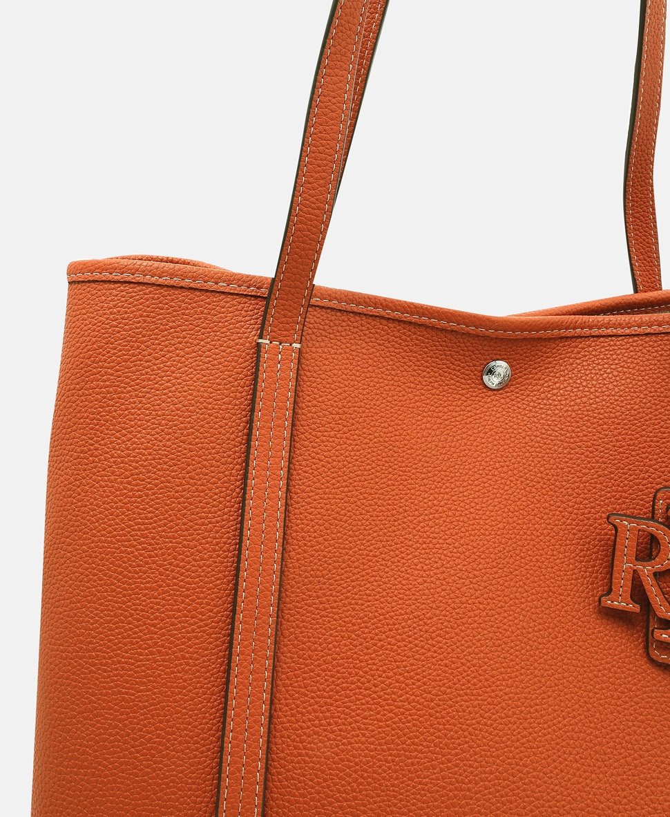 Lauren Ralph Lauren kožená kabelka shopper Oranžová 2