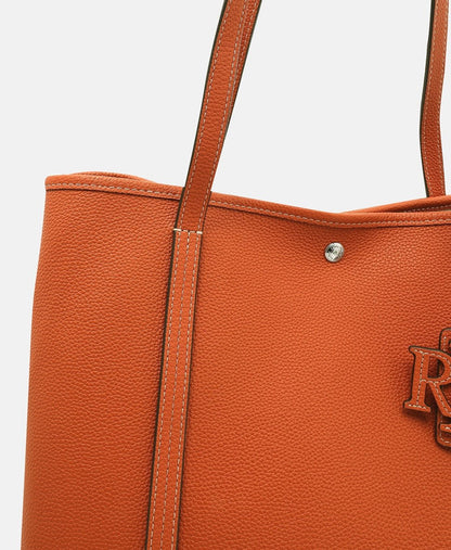 Lauren Ralph Lauren kožená kabelka shopper Oranžová 2