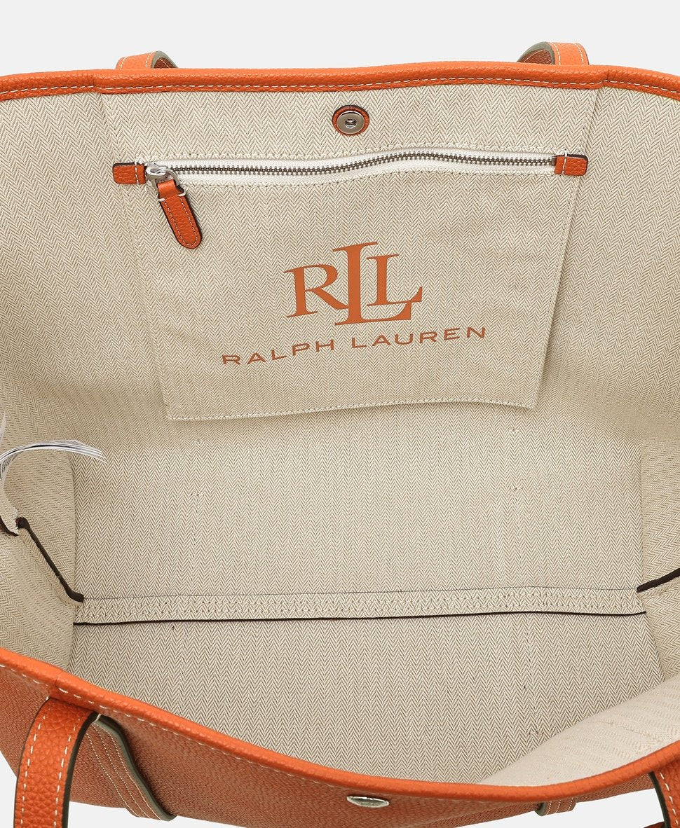 Lauren Ralph Lauren kožená kabelka shopper Oranžová 3