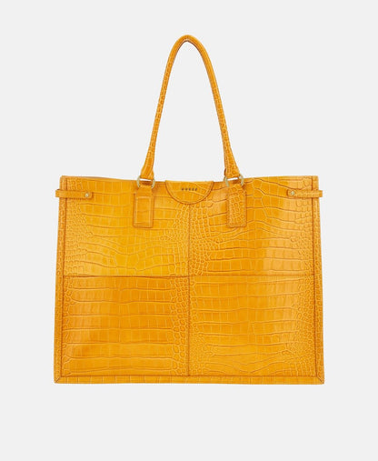 Guess kožená kabelka tote Tmavě žlutá 1