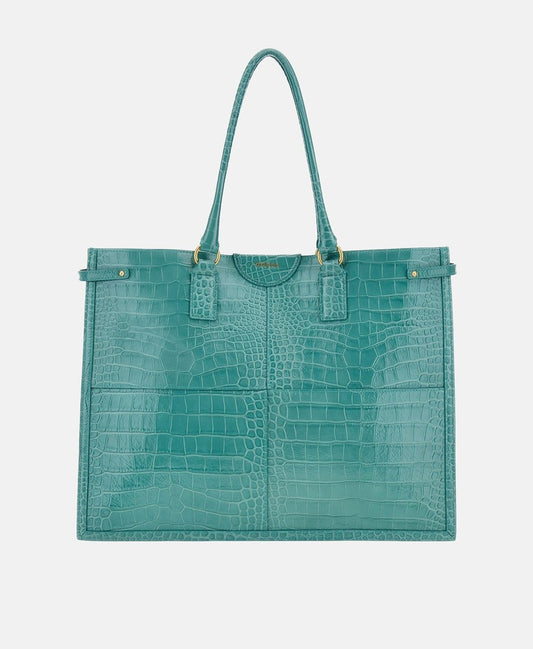 Guess kožená kabelka tote Světle modrá 1