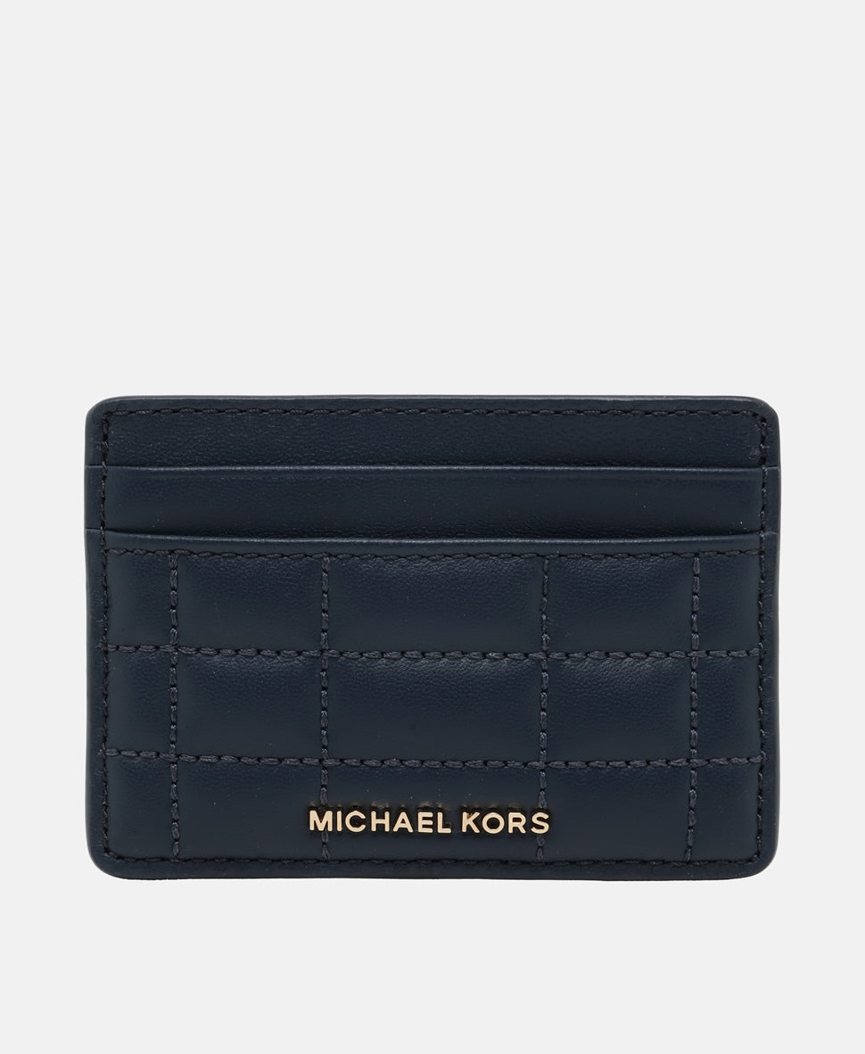 Michael Michael Kors kožené pouzdro na karty Tmavě modrá 1