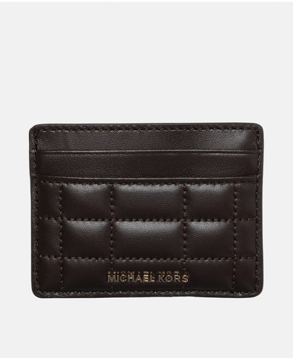 Michael Michael Kors kožené pouzdro na karty Tmavě hnědá 1