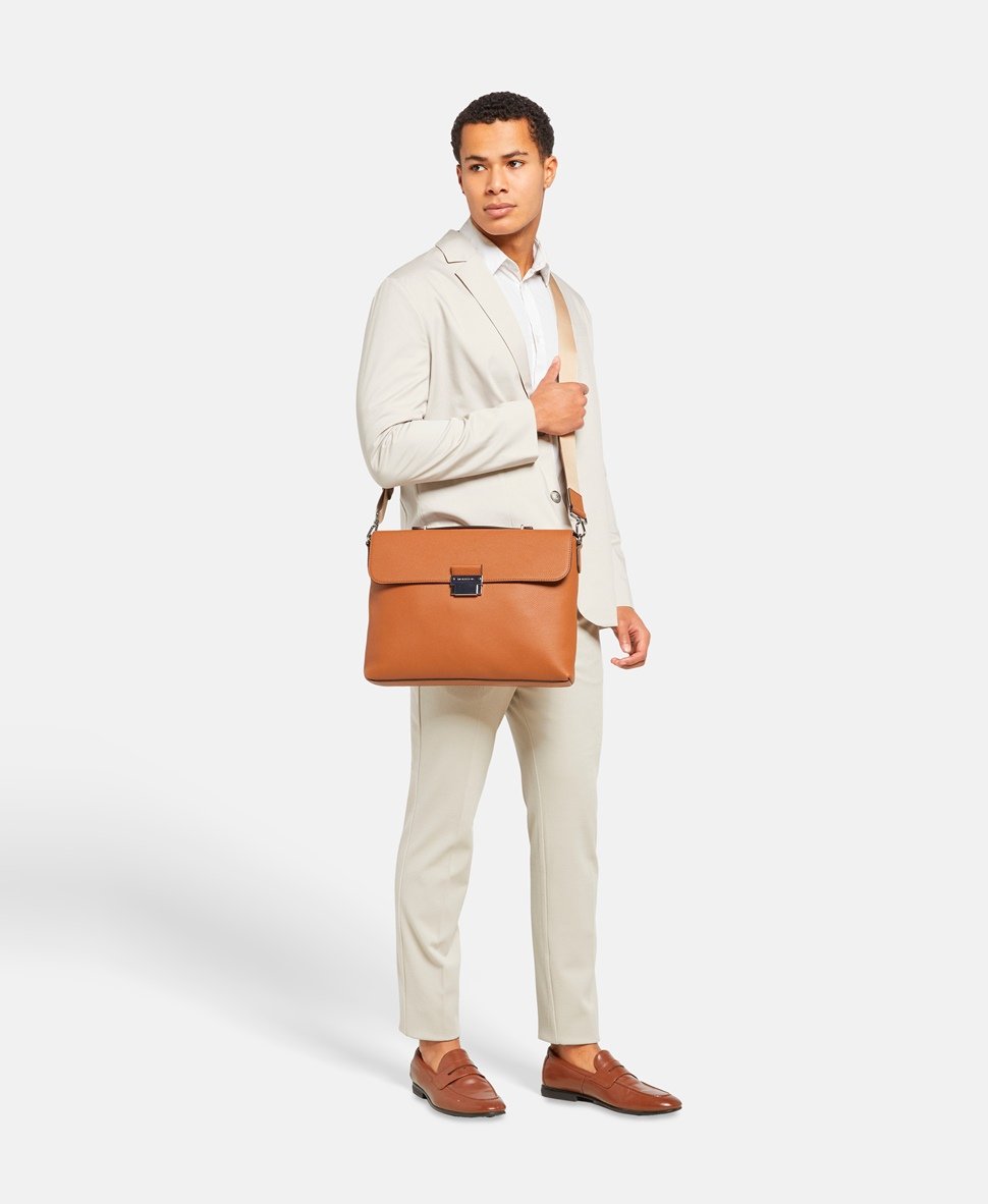 Michael Kors kožená aktovka Koňaková 5
