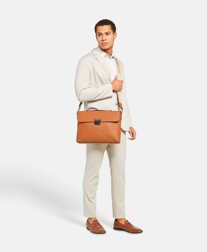 Michael Kors kožená aktovka Koňaková 5