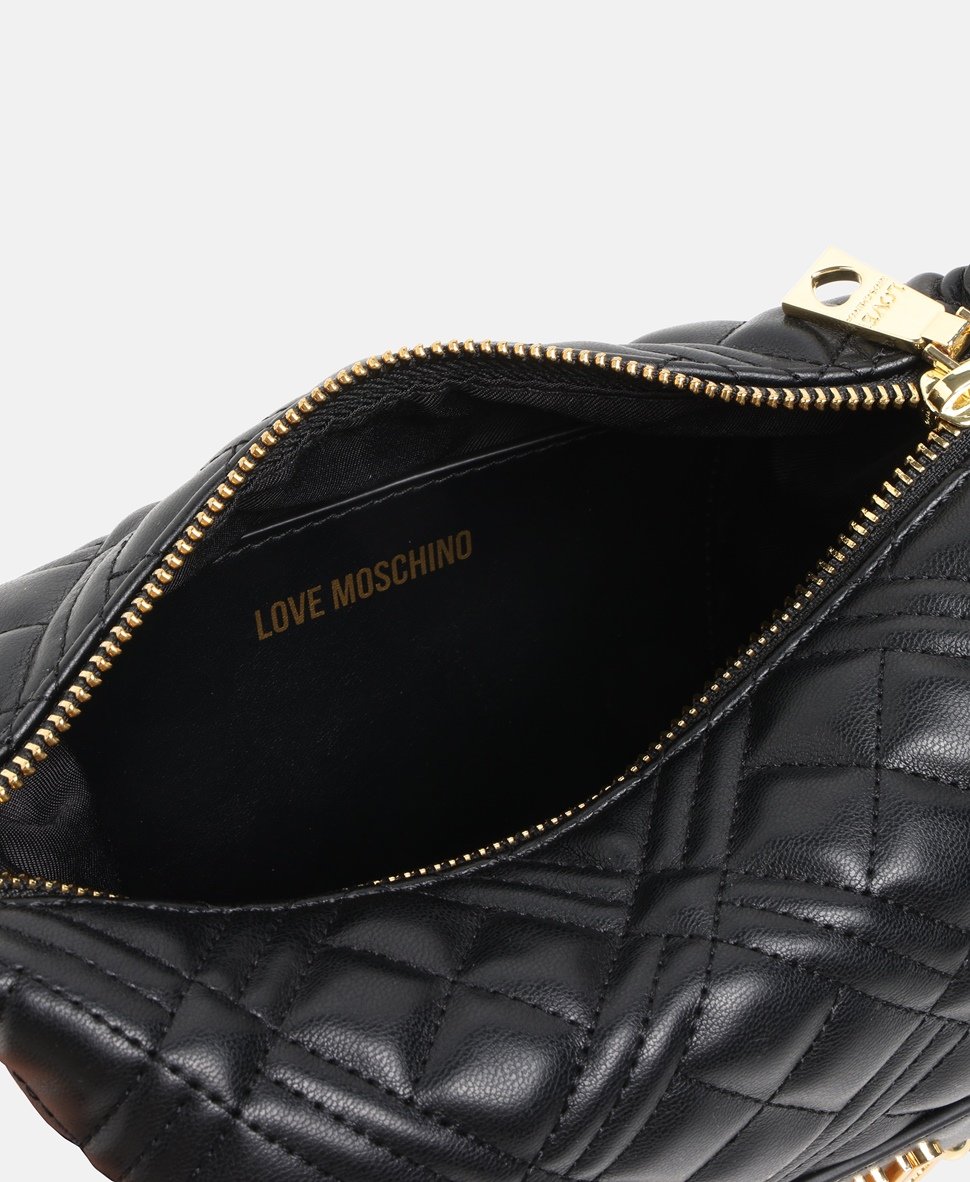 Love Moschino Kožená kabelka přes rameno Černá 3