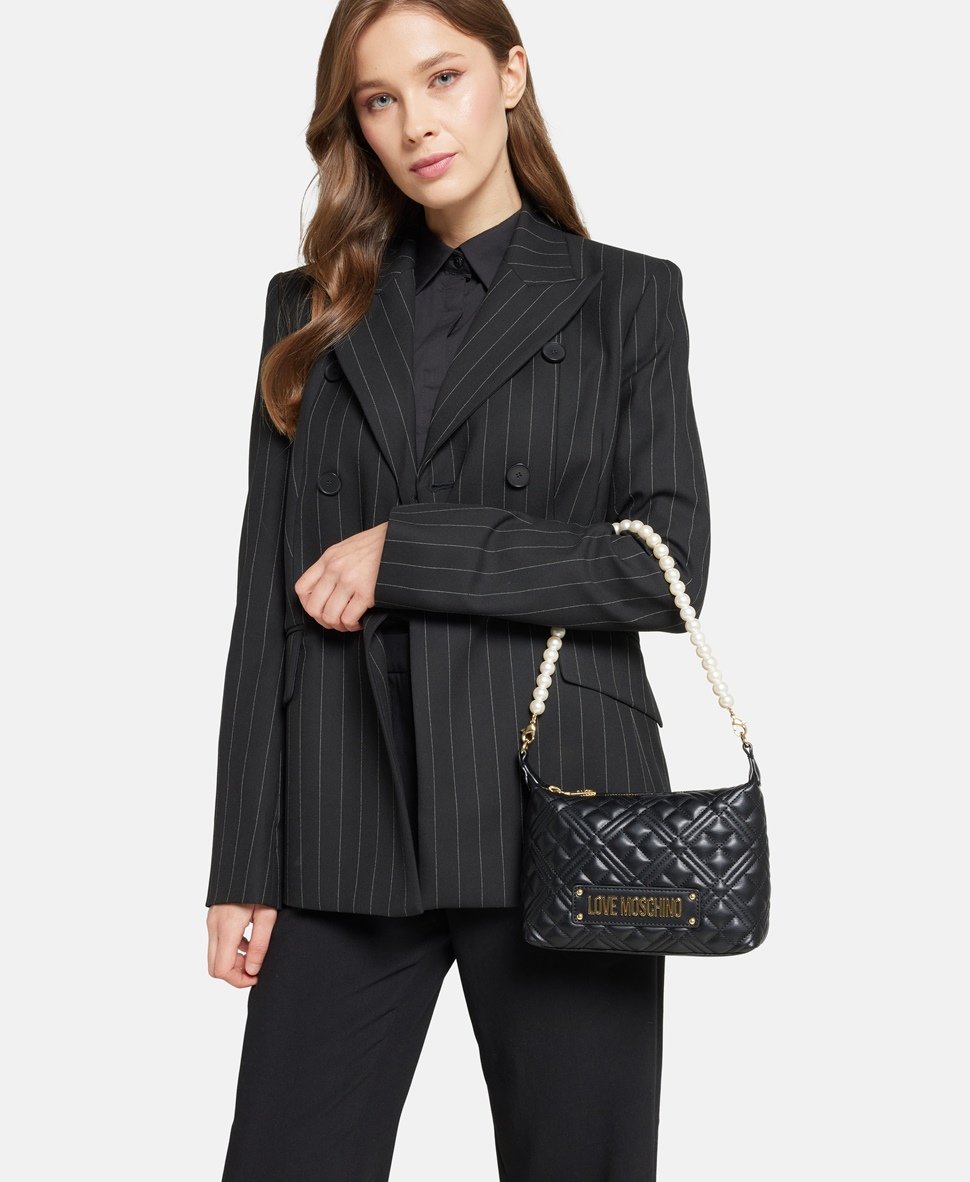 Love Moschino Kožená kabelka přes rameno Černá 5