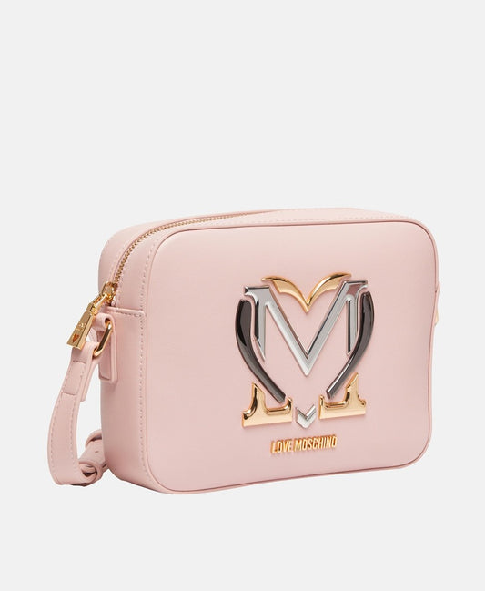 Love Moschino Kožená messenger taška Starorůžová 1