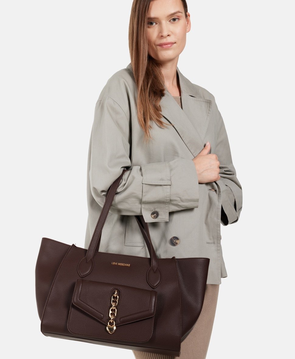Love Moschino kabelka tote Tmavě hnědá 5