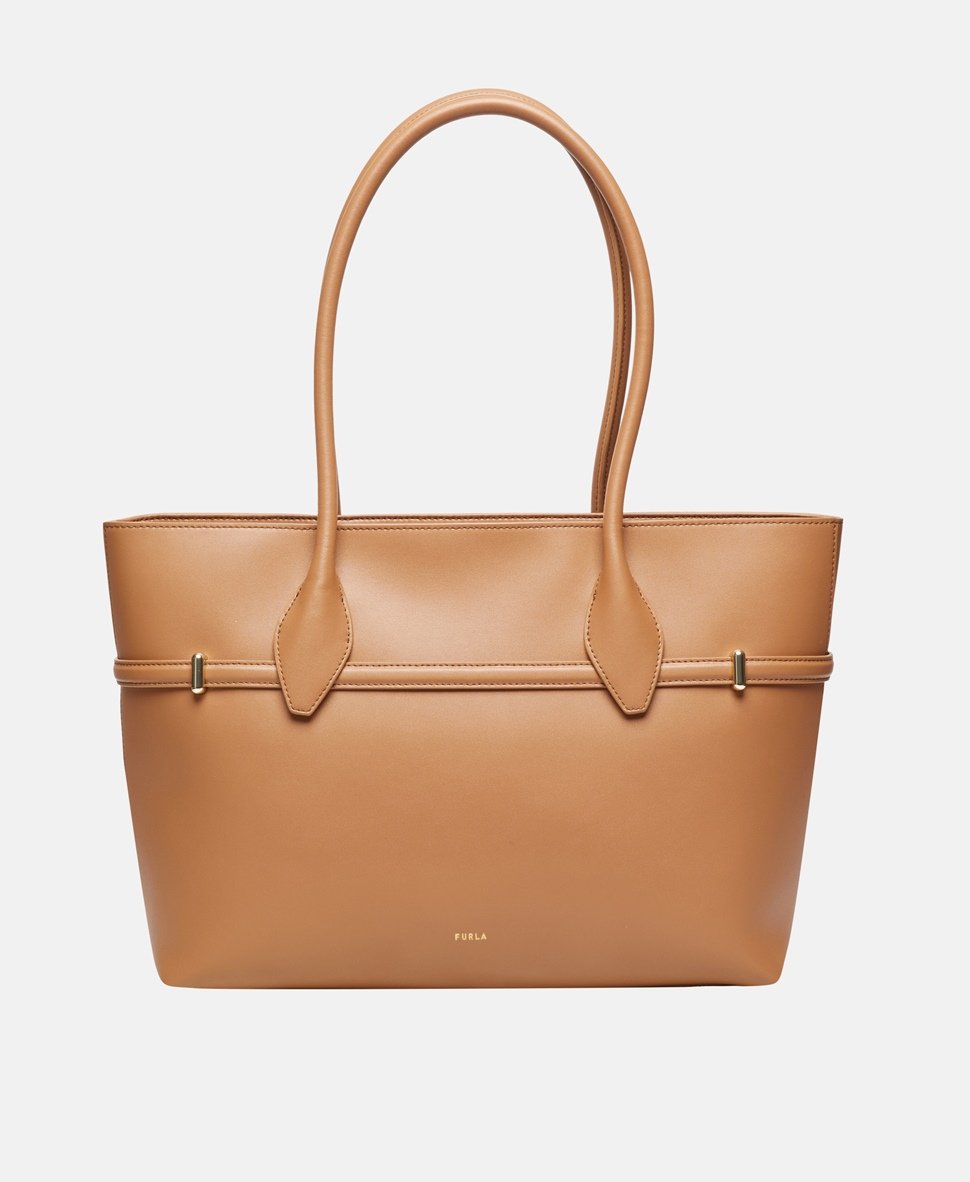 Furla kožená kabelka tote Koňaková 4