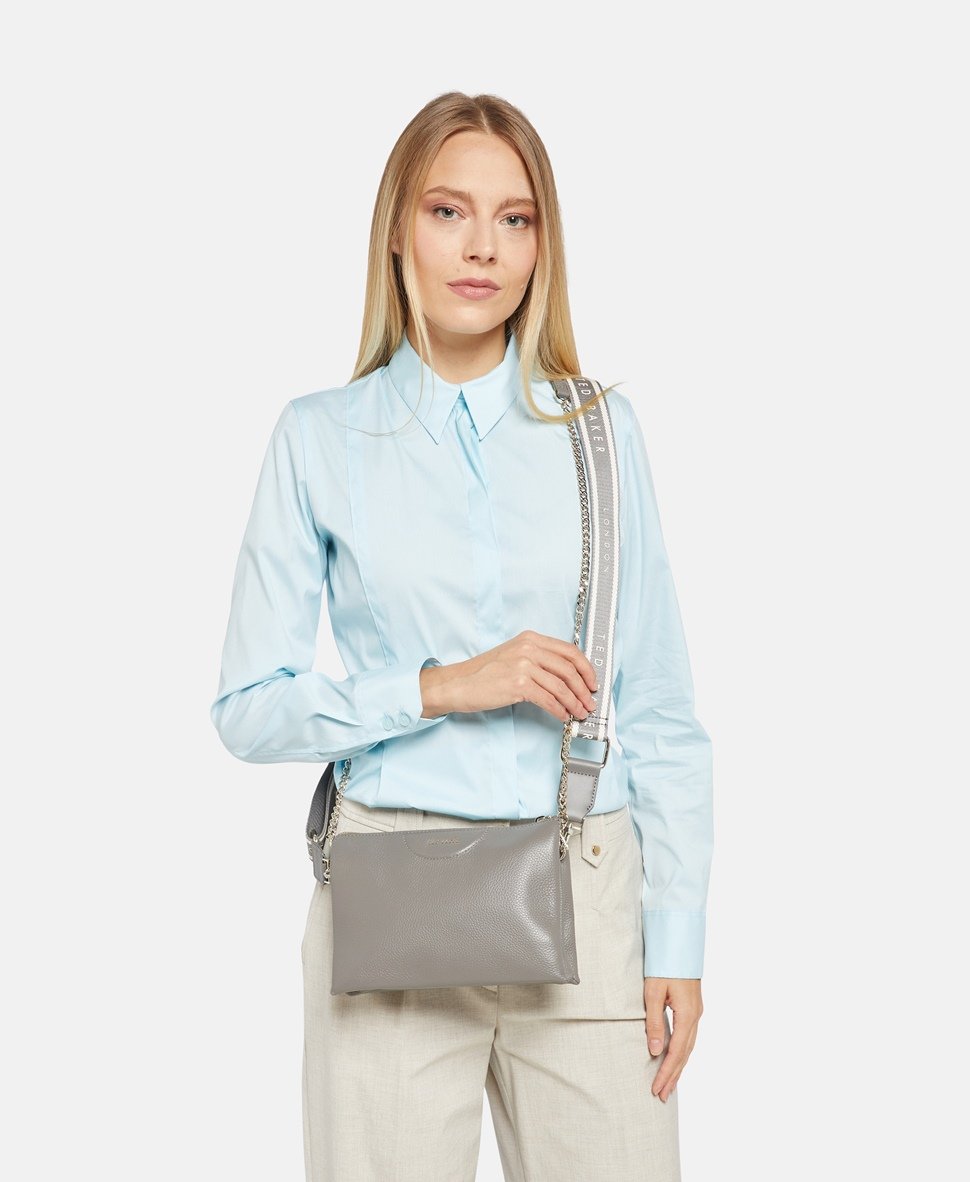 Ted Baker Kožená messenger taška Šedá 5