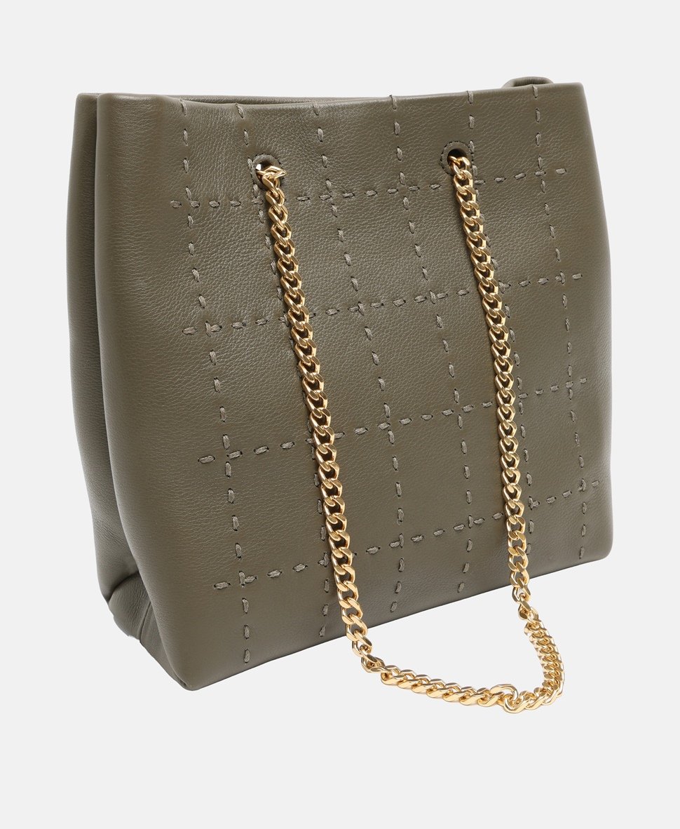 Ted Baker kožená kabelka tote Khaki 1