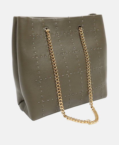 Ted Baker kožená kabelka tote Khaki 1