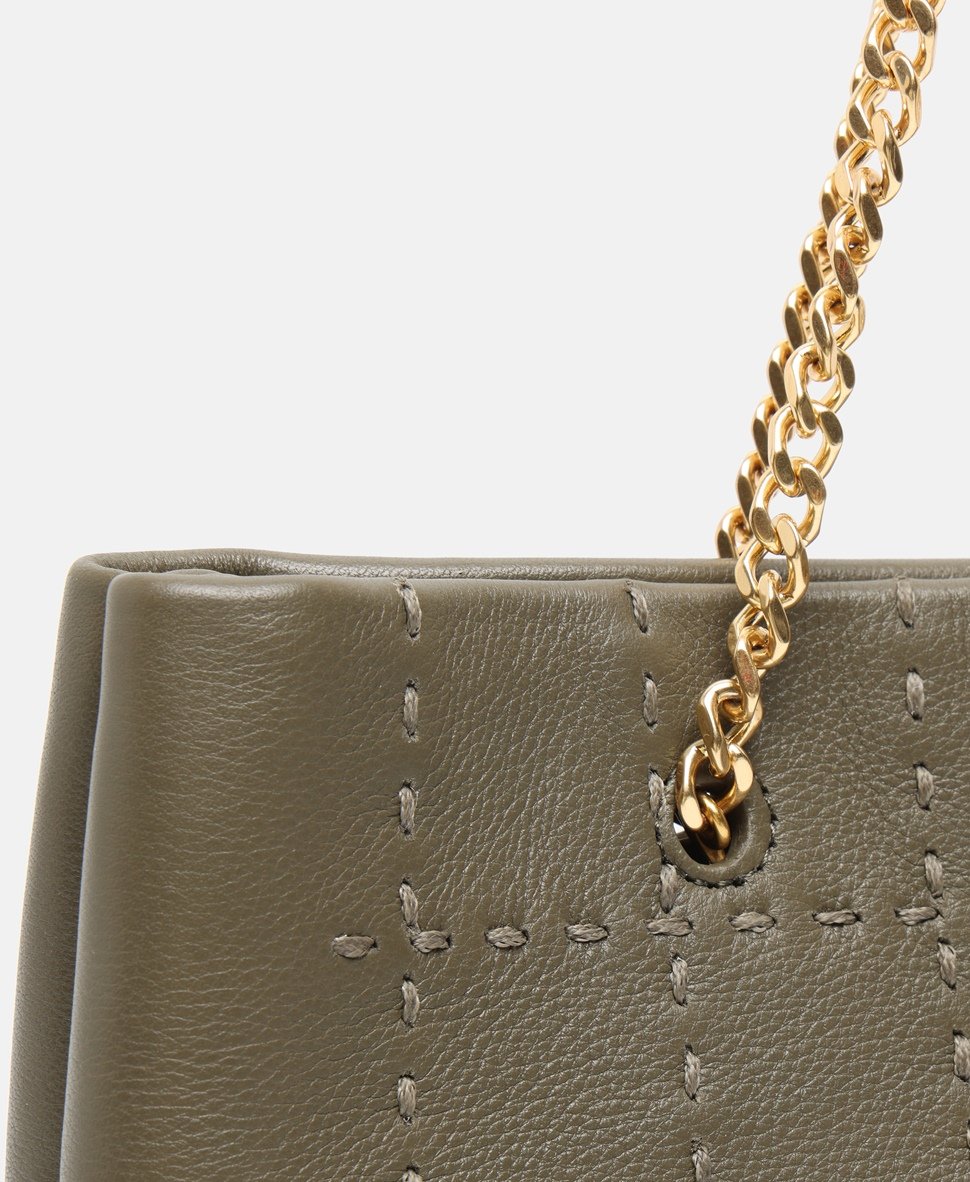 Ted Baker kožená kabelka tote Khaki 2