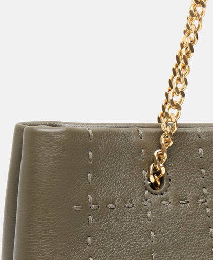Ted Baker kožená kabelka tote Khaki 2