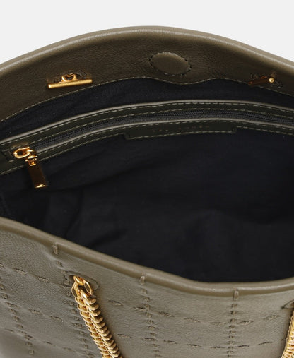 Ted Baker kožená kabelka tote Khaki 3