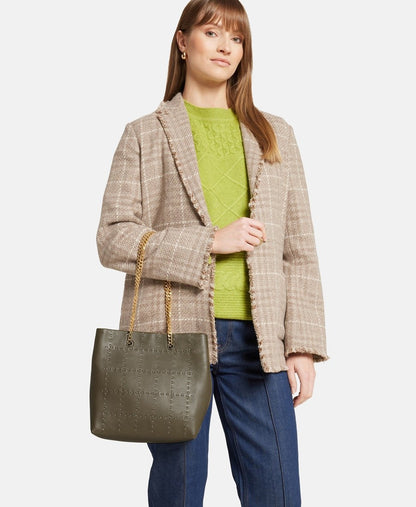 Ted Baker kožená kabelka tote Khaki 5